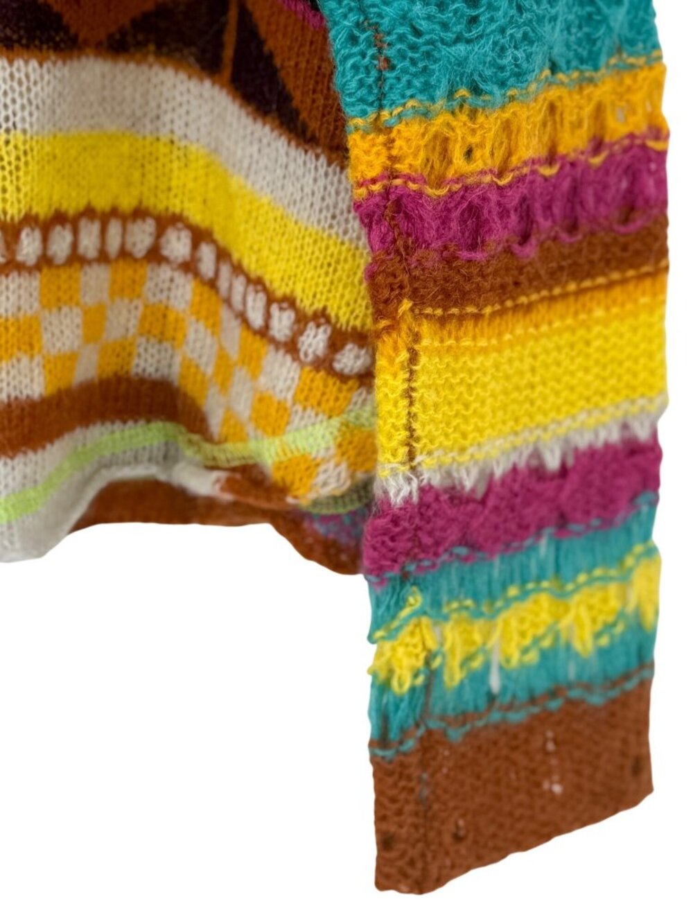 NWT Free People Bright Multicolored Knit Poncho Sweater M| Boho Whimsigoth Indie - Picture 10 of 16